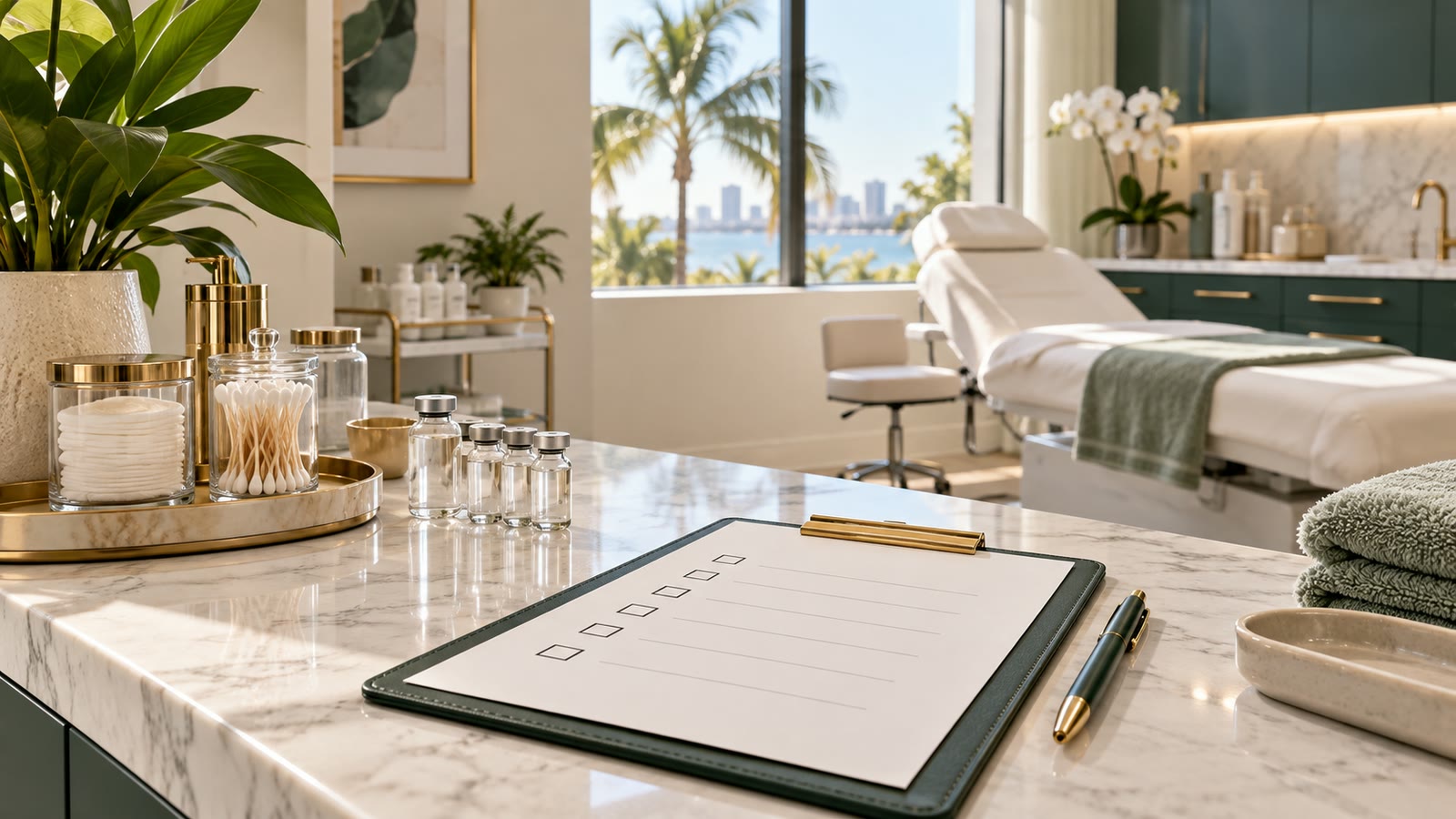 Florida medspa clinician reviewing a peptide compliance checklist